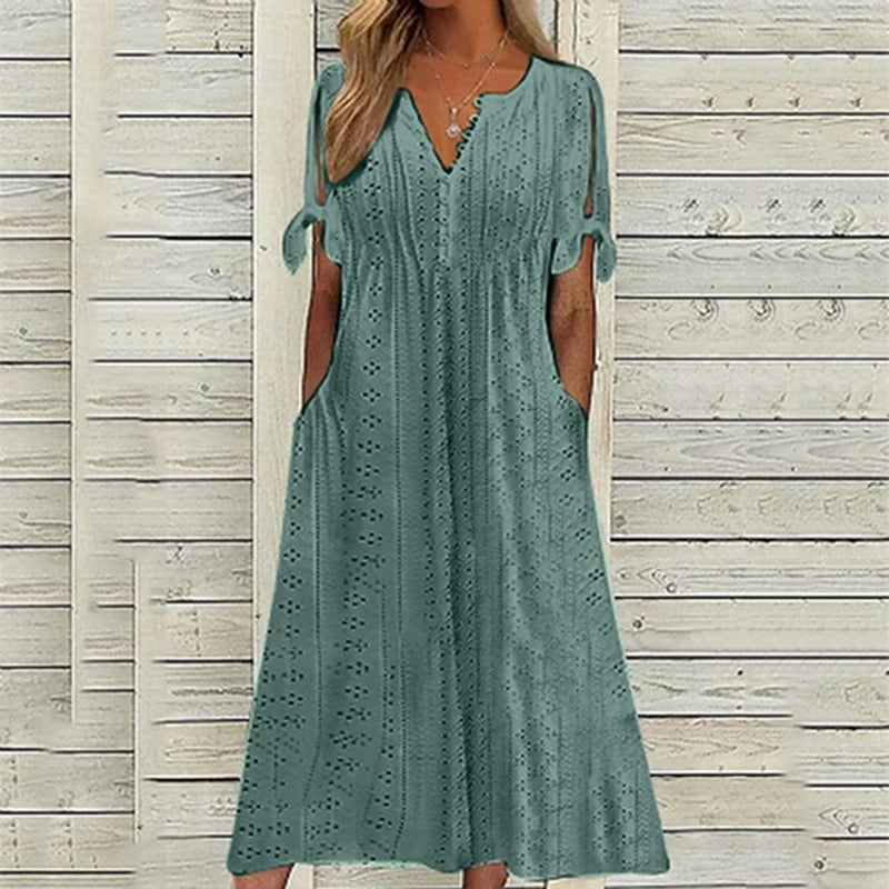 Raya | Spring V-neck Dress with Lace Detailing