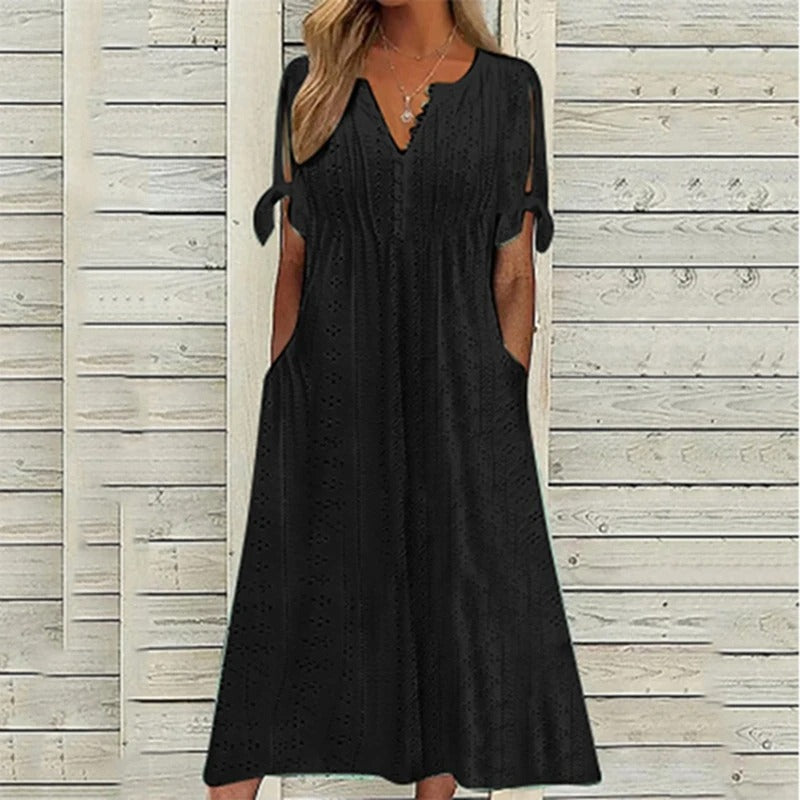 Raya | Spring V-neck Dress with Lace Detailing